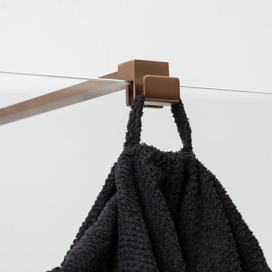 Braccio walk-in 100 cm acciaio con gancio appendino e sezione quadrata bronzo