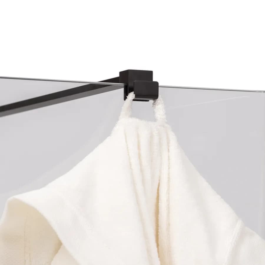 Braccio walk-in 100 cm acciaio con gancio appendino e sezione quadrata nero