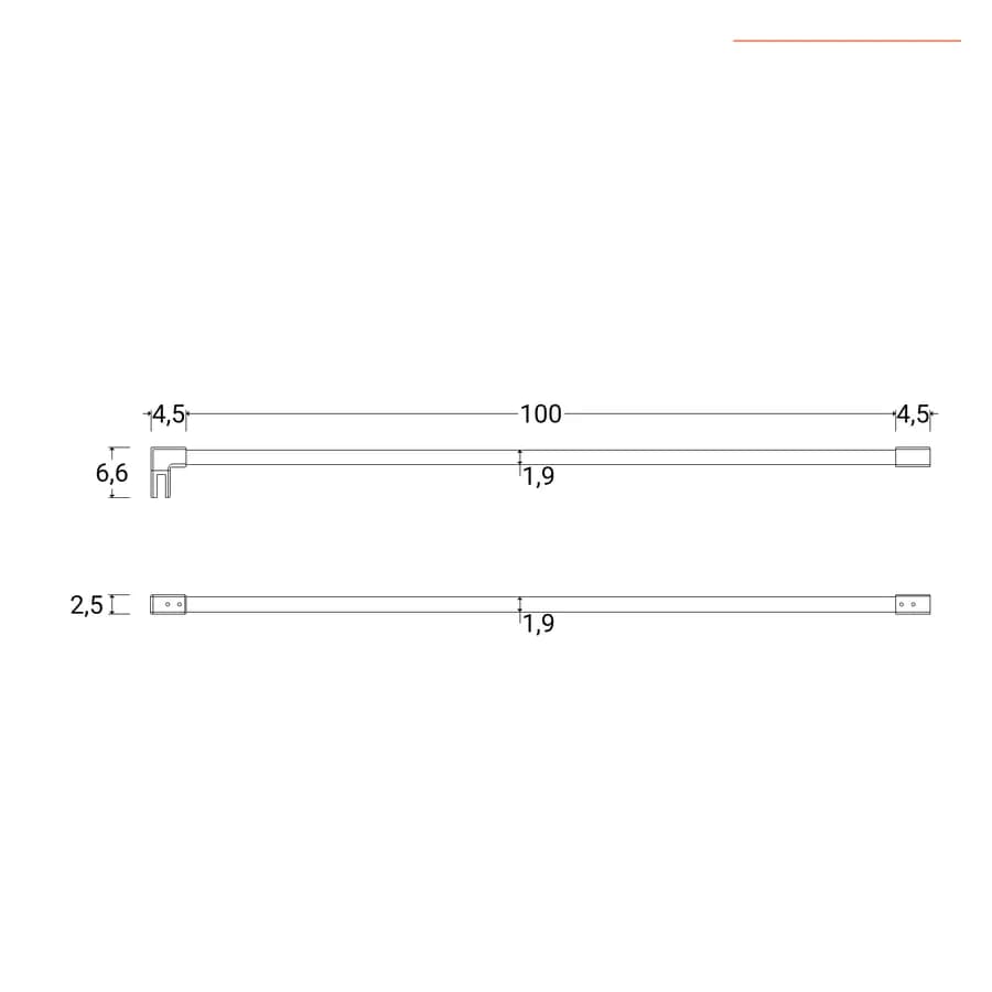 Braccio walk-in 100 cm acciaio sezione quadrata riducibile cromo