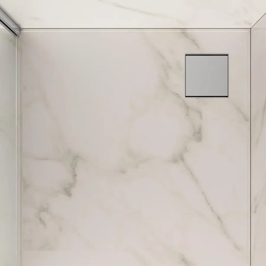 Canalina di scarico doccia quadrata 15x15 cm in acciaio inox spazzolato