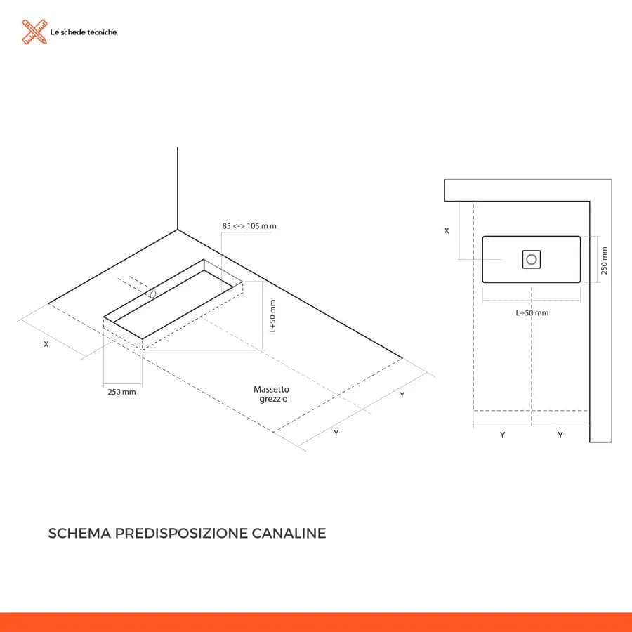 Canalina di scarico doccia rettangolare 80 cm in acciaio INOX spazzolato