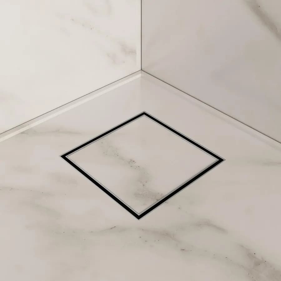 Canalina doccia quadrata acciaio inox 15x15 cm cover piastrellabile