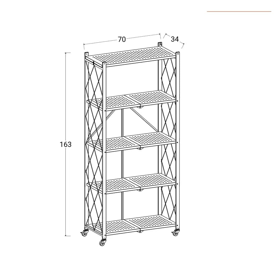 Carrello 5 ripiani in metallo nero - Gael