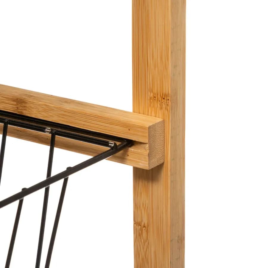 Carrello salvaspazio 83h cm in legno di bambù naturale e nero con freni e ceste removibili