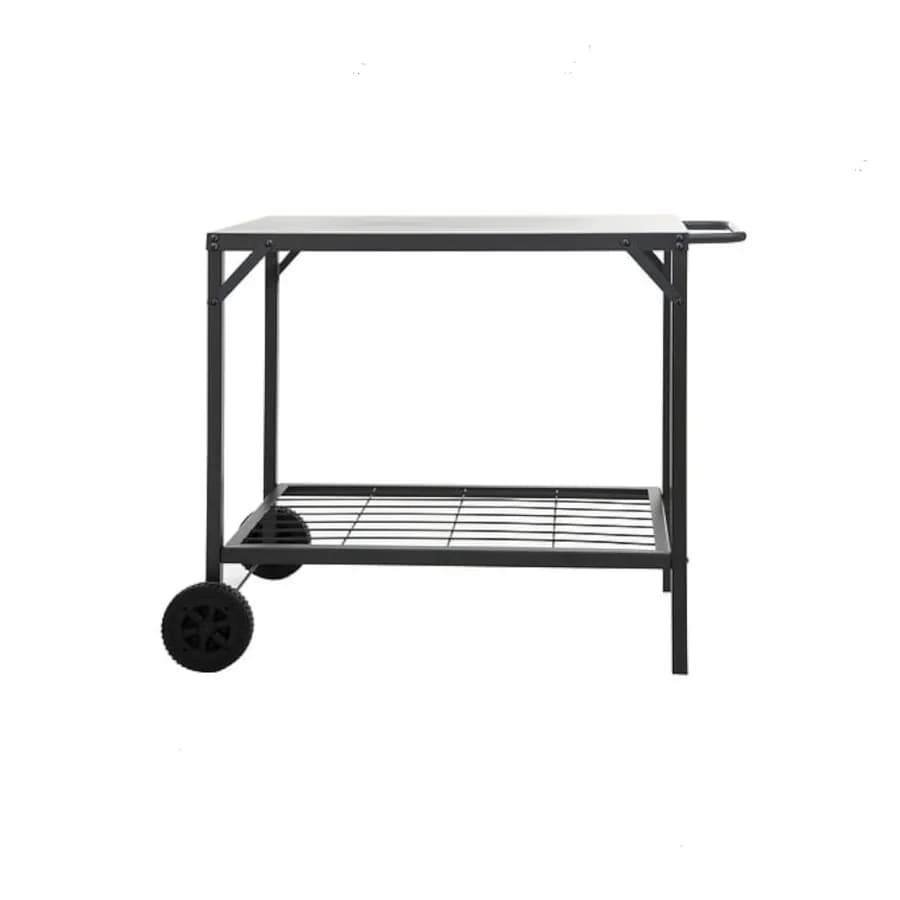 Carrello per plancha 90x58x75 h cm in acciaio nero con ruote e maniglia - Maby