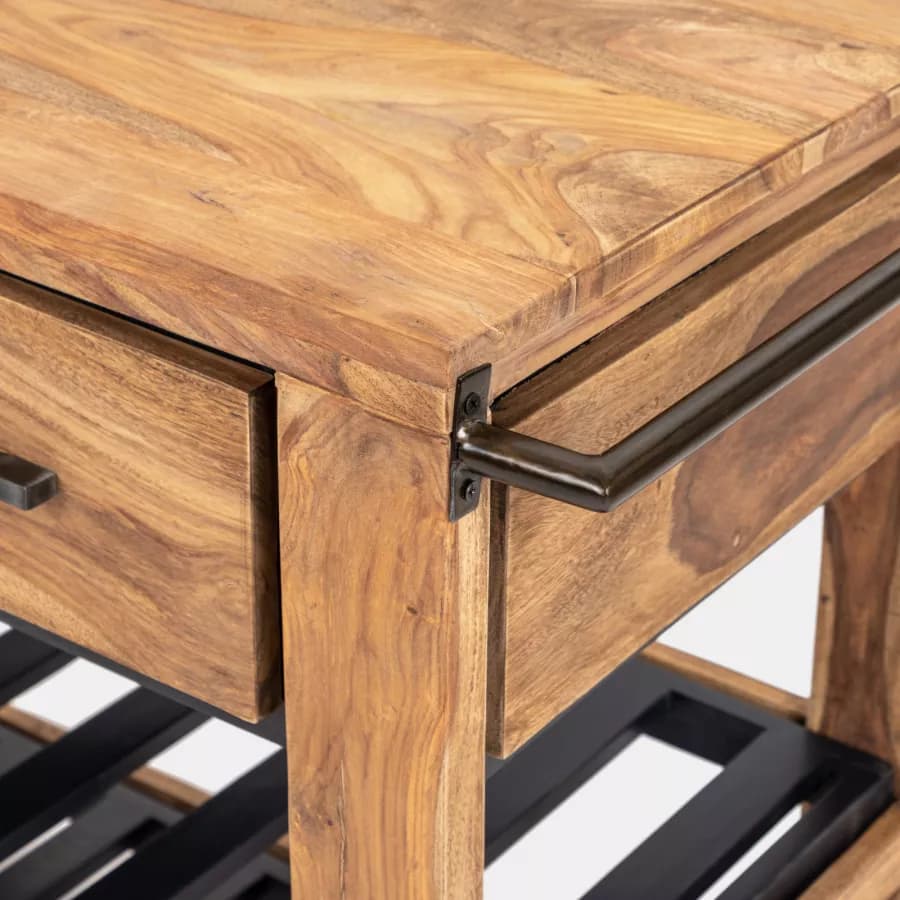 Carrello portabottiglie in legno - Freia Acacia