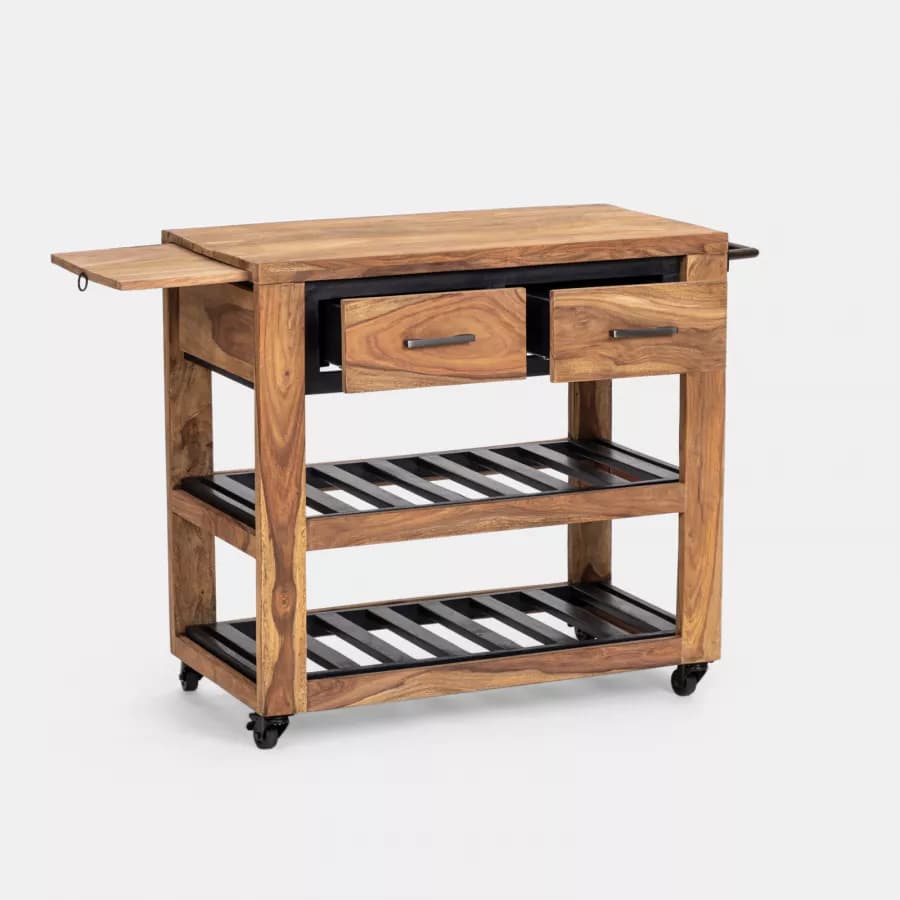 Carrello portabottiglie in legno - Freia Acacia