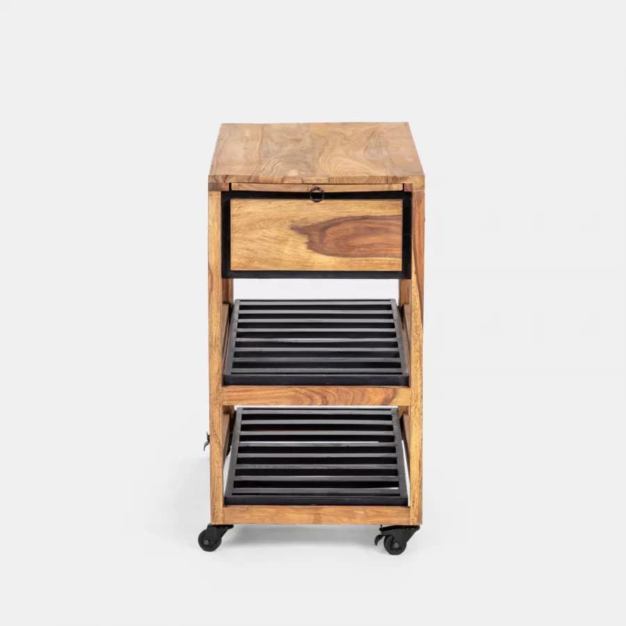 Carrello portabottiglie in legno - Freia Acacia
