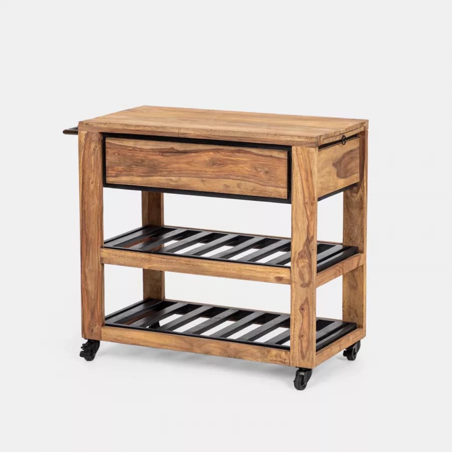 Carrello portabottiglie in legno - Freia Acacia