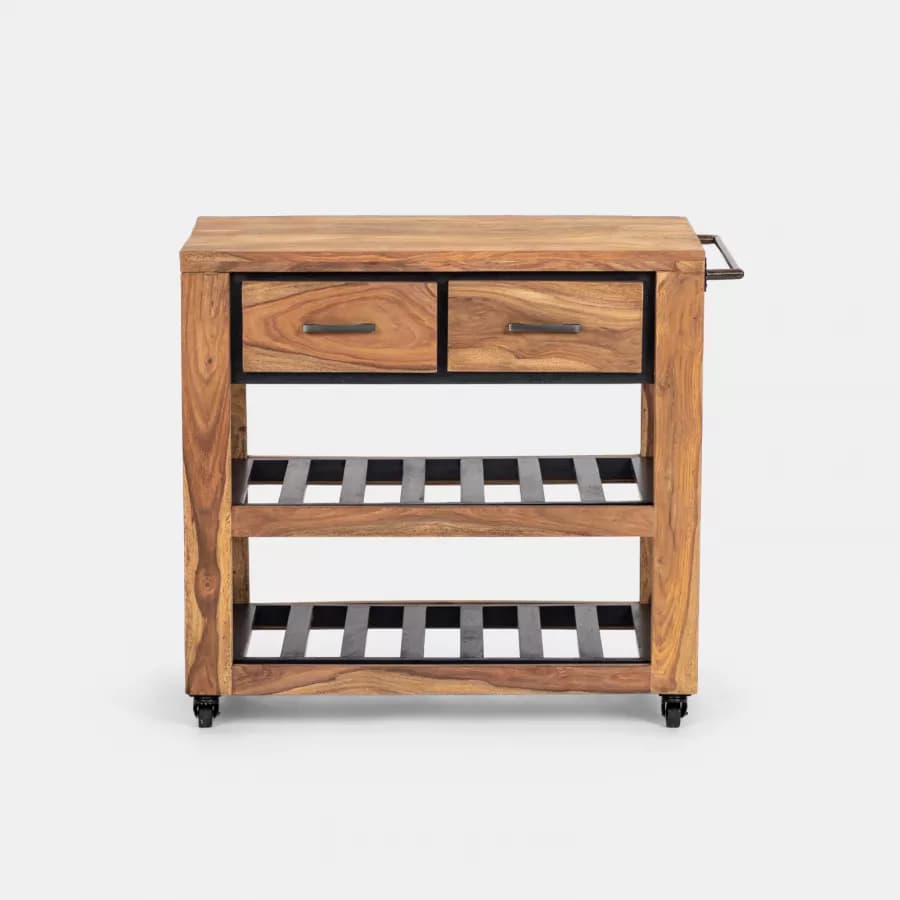 Carrello portabottiglie in legno - Freia Acacia