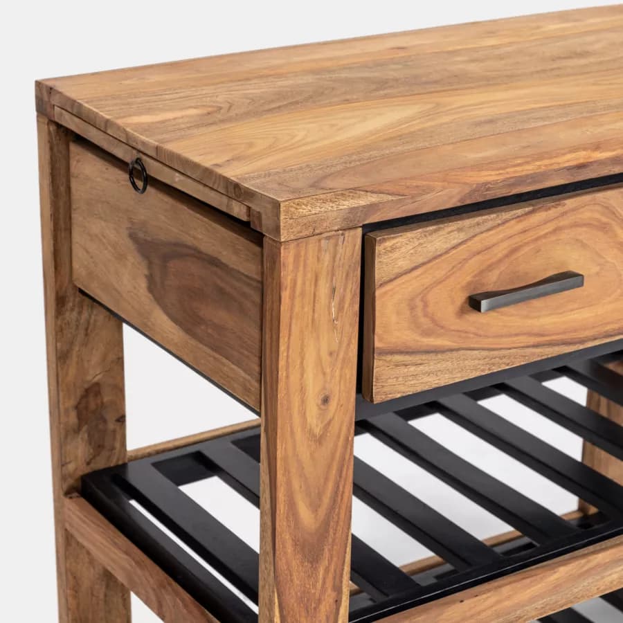 Carrello portabottiglie in legno - Freia Acacia