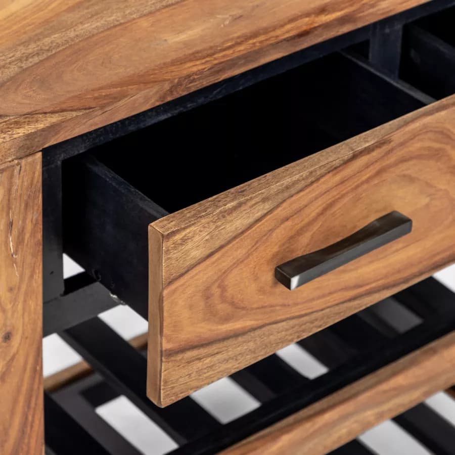 Carrello portabottiglie in legno - Freia Acacia
