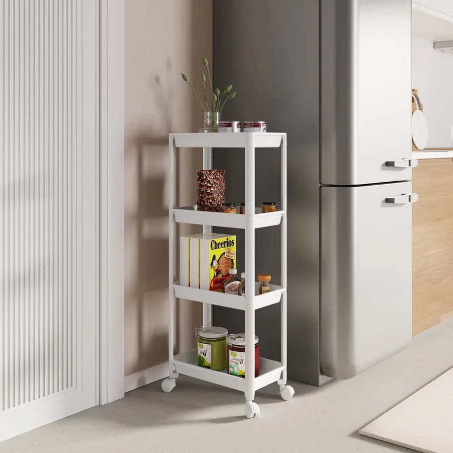 Carrello portaoggetti 40x99h cm bianco con 4 ripiani - Mayi