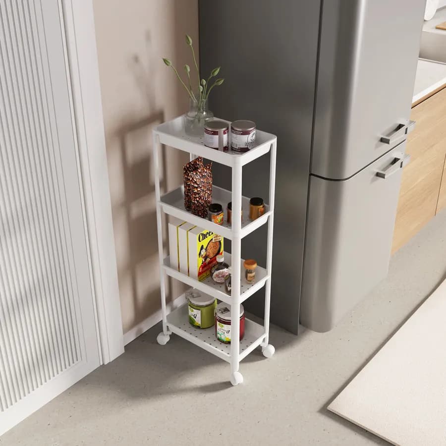 Carrello portaoggetti 40x99h cm bianco con 4 ripiani - Mayi