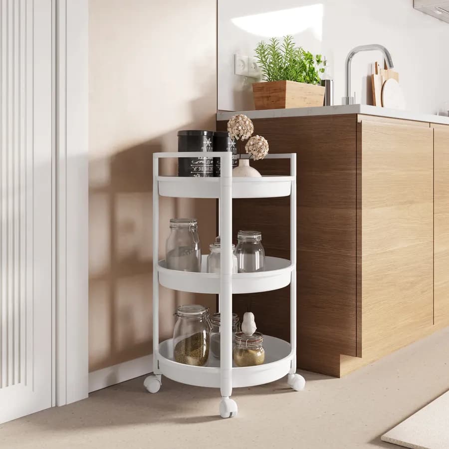 Carrello portaoggetti 42 cm bianco con 3 ripiani - Mayi