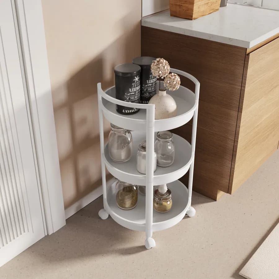 Carrello portaoggetti 42 cm bianco con 3 ripiani - Mayi