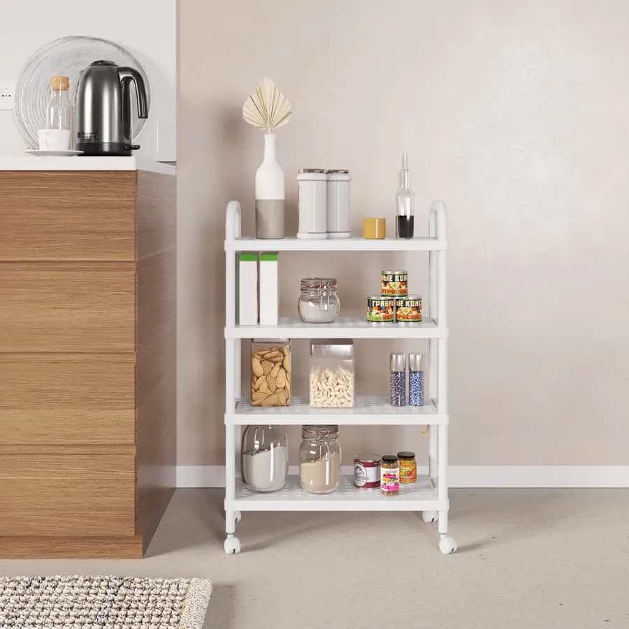 Carrello portaoggetti 51x81h cm bianco con 4 ripiani - Thaso