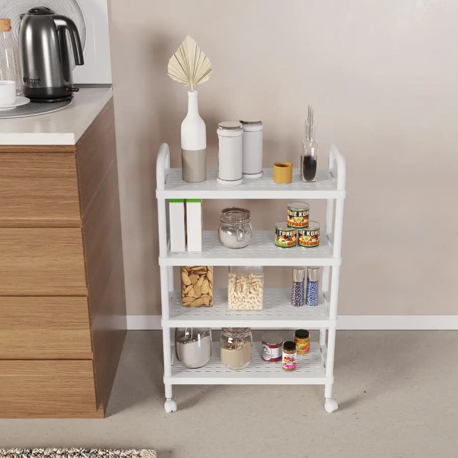 Carrello portaoggetti 51x81h cm bianco con 4 ripiani - Thaso