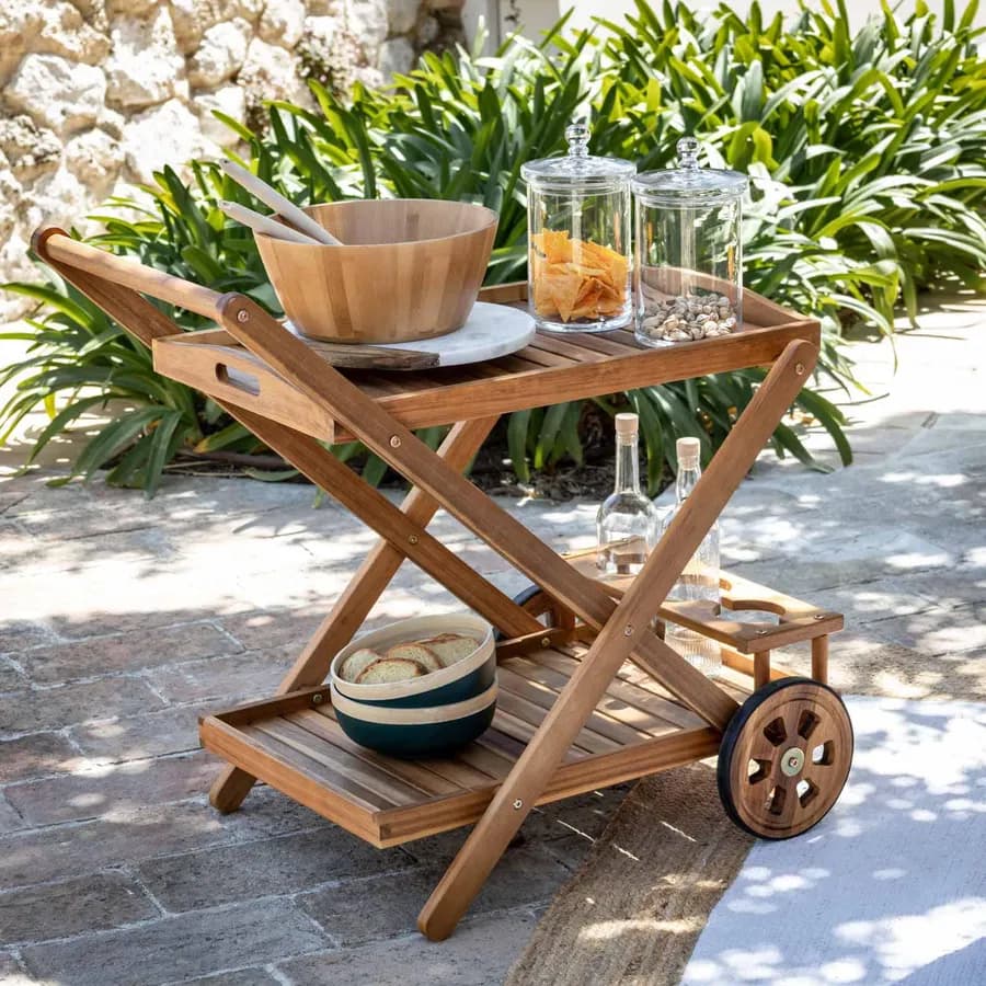 Carrello portavivande in legno di acacia - Paja
