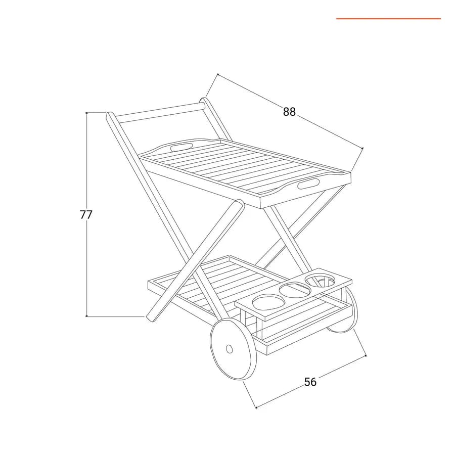 Carrello portavivande in legno di acacia - Paja