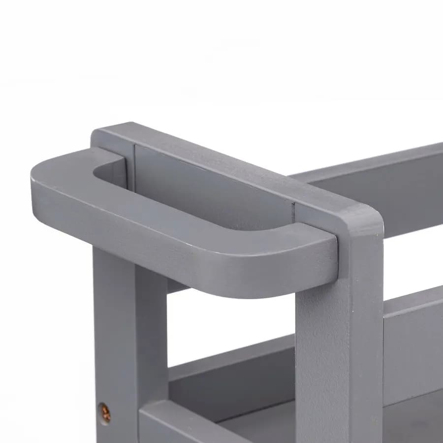 Carrello salvaspazio 75h cm in legno grigio con freni e 3 ripiani - Matilde