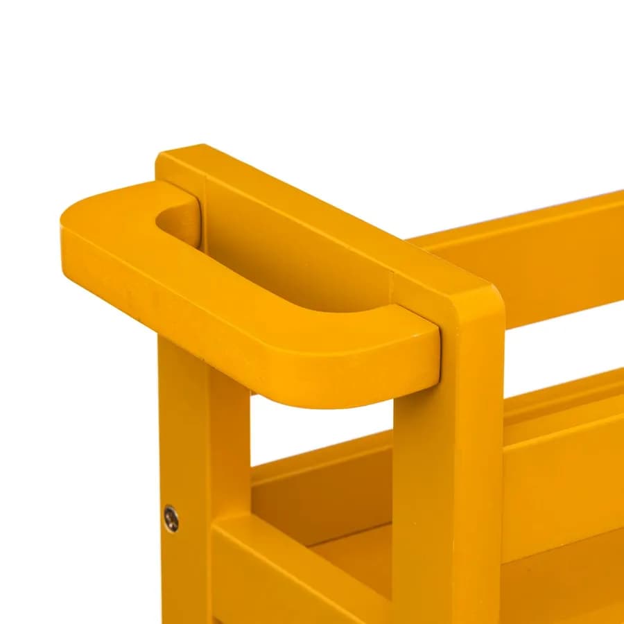 Carrello salvaspazio 75h cm in legno senape con freni e 3 ripiani - Matilde