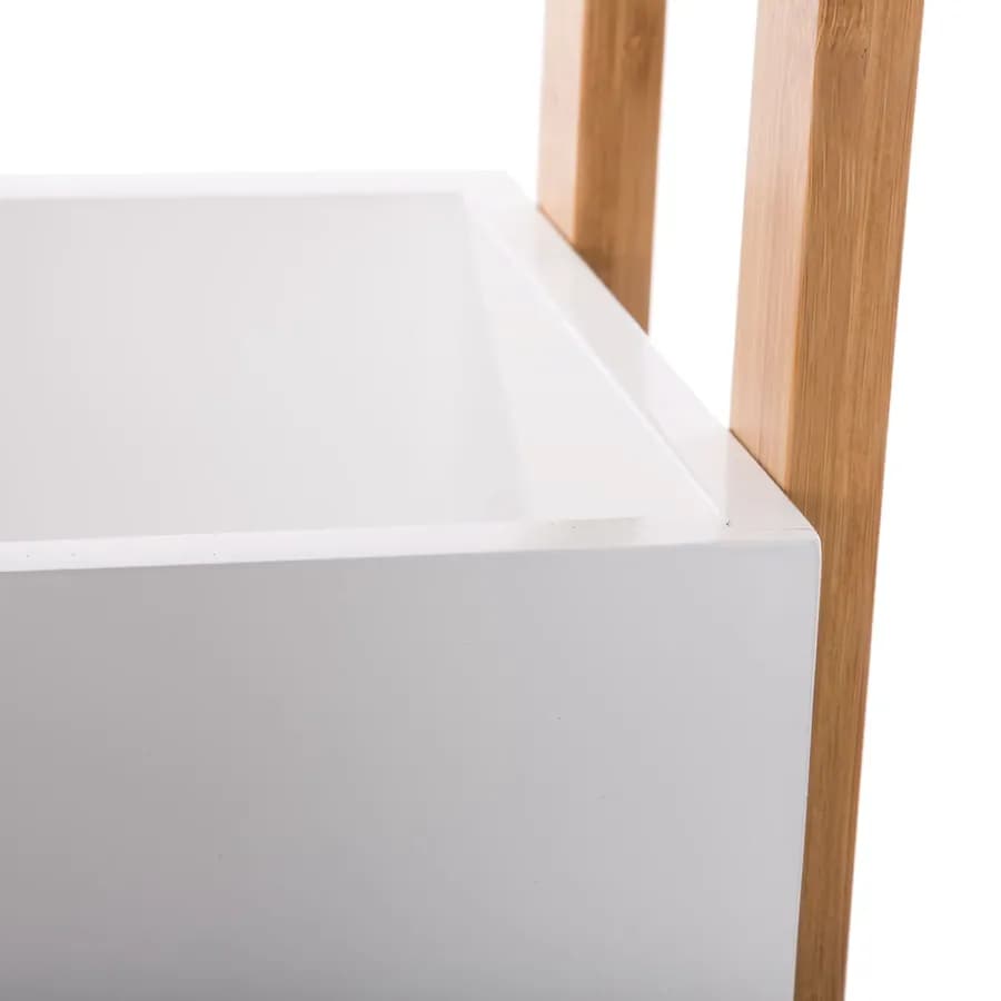 Carrello salvaspazio 80h cm in legno bianco e naturale con freni e 3 ripiani - Bilbao