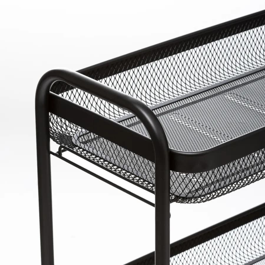 Carrello salvaspazio 46x79h cm con freni a 3 ripiani in metallo nero