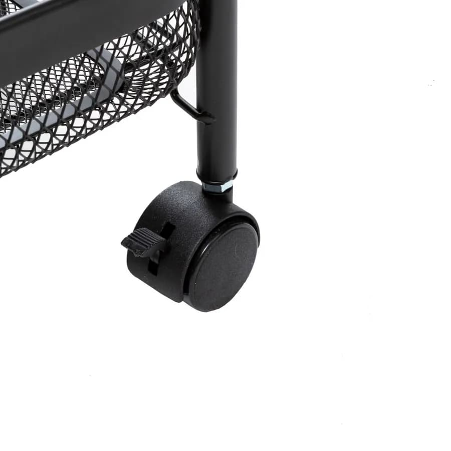 Carrello salvaspazio 46x79h cm con freni a 3 ripiani in metallo nero
