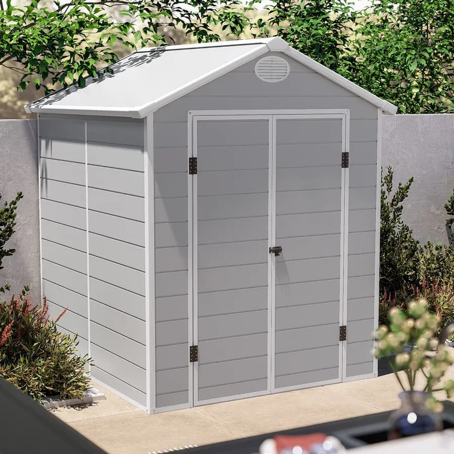 Casetta ricovero attrezzi da giardino 190x192x226h cm in polipropilene grigio - Florella