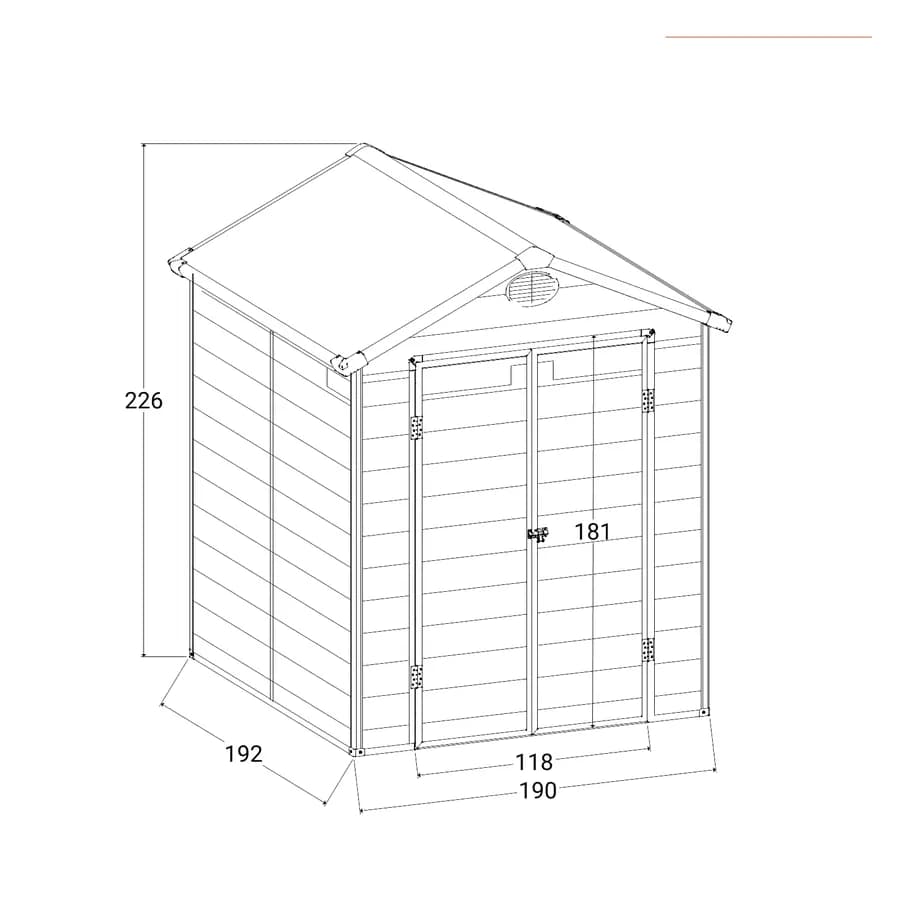 Casetta ricovero attrezzi da giardino 190x192x226h cm in polipropilene grigio - Florella