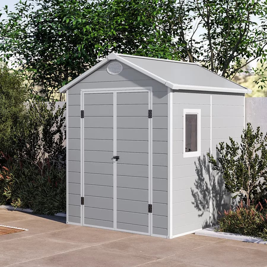Casetta ricovero attrezzi da giardino 190x192x226h cm in polipropilene grigio - Florella
