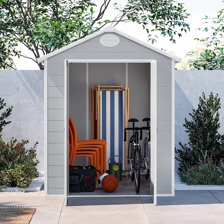 Casetta ricovero attrezzi da giardino 190x192x226h cm in polipropilene grigio - Florella