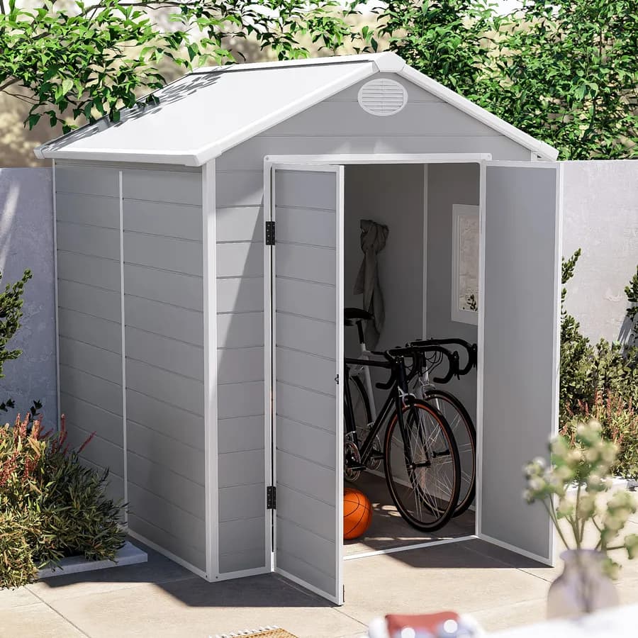 Casetta ricovero attrezzi da giardino 190x192x226h cm in polipropilene grigio - Florella
