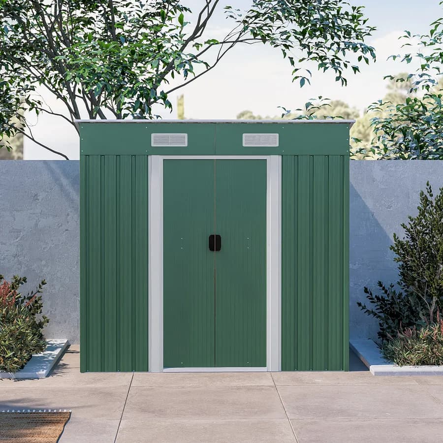 Casetta ricovero attrezzi da giardino 195x121x180h cm in acciaio verde - Verdenia
