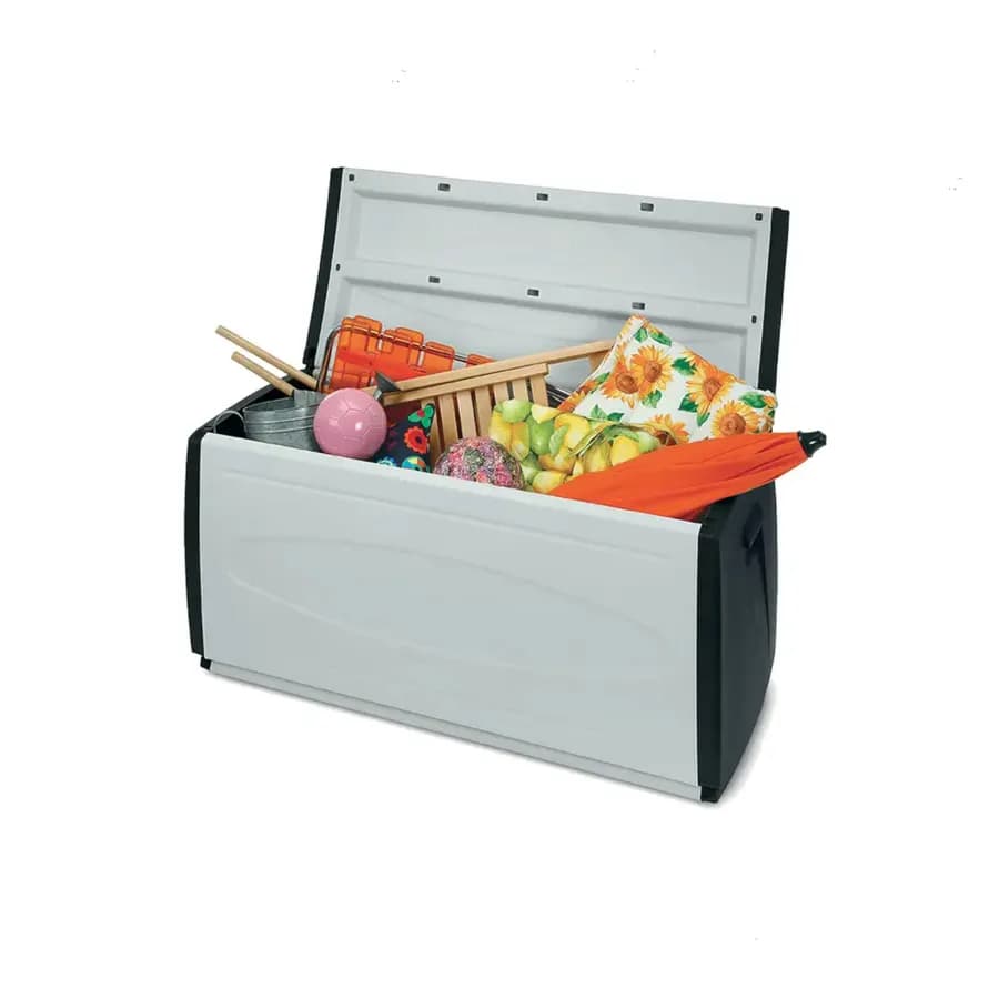 Baule contenitore con ruote 120x54x57h cm in polipropilene grigio e nero