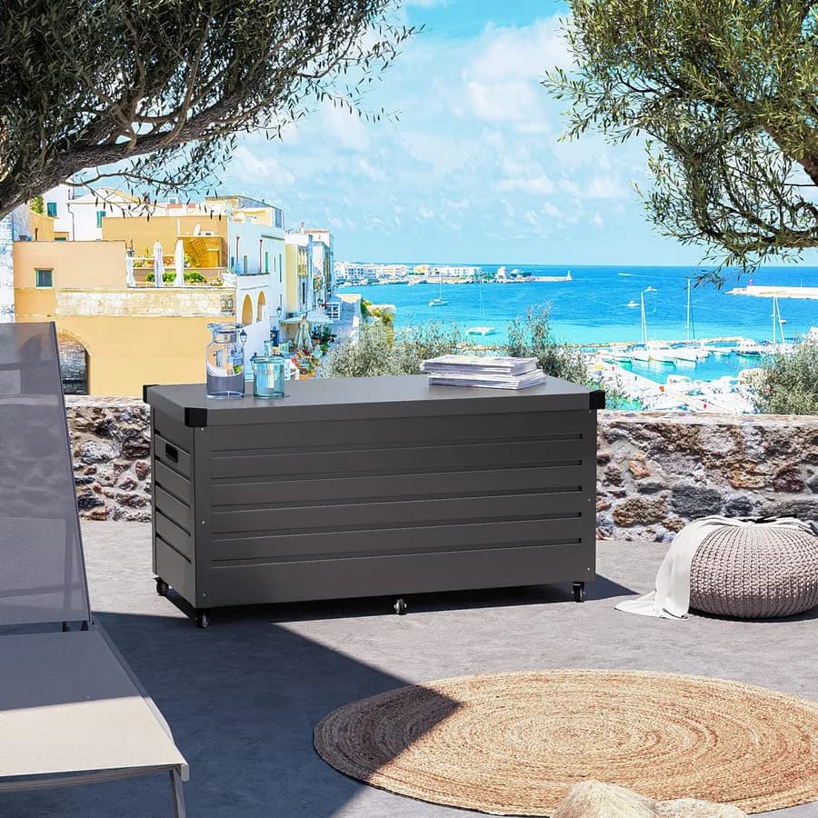 Baule contenitore con ruote 130x61x64h cm in alluminio antracite - Carioca