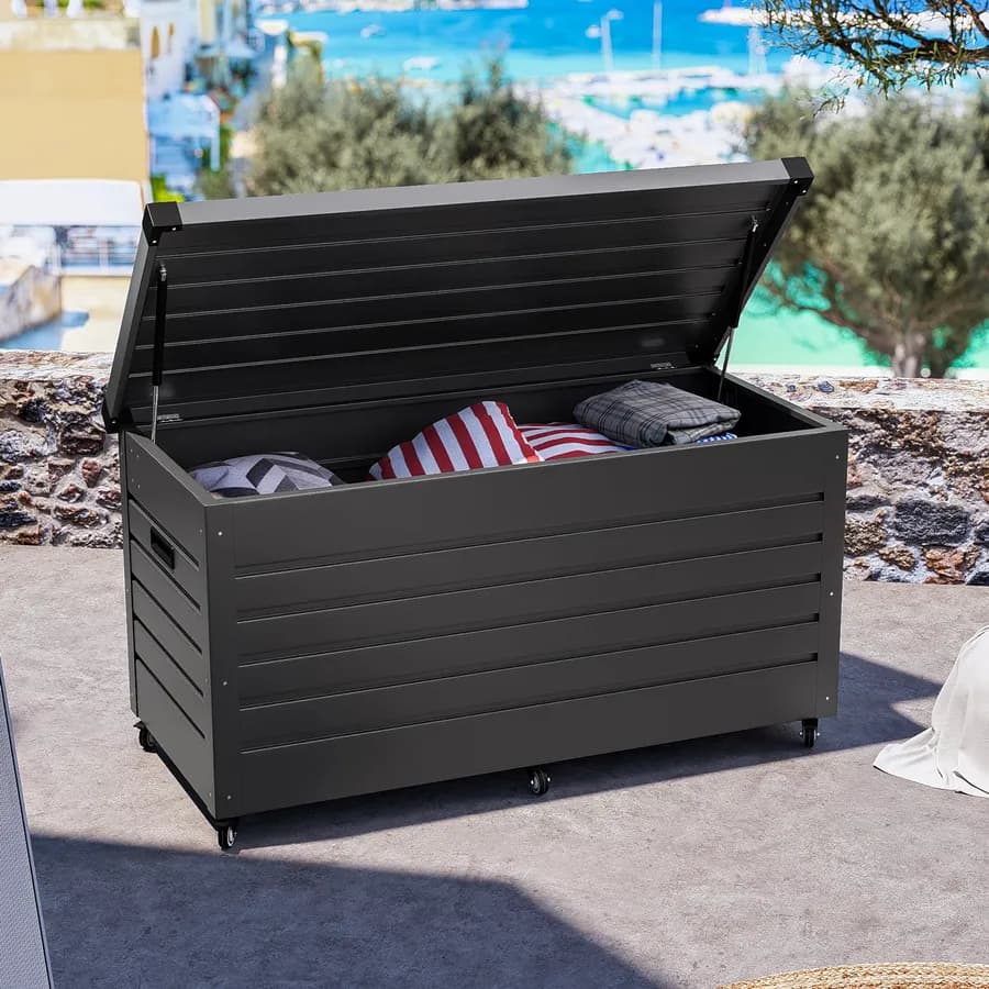 Baule contenitore con ruote 130x61x64h cm in alluminio antracite - Carioca