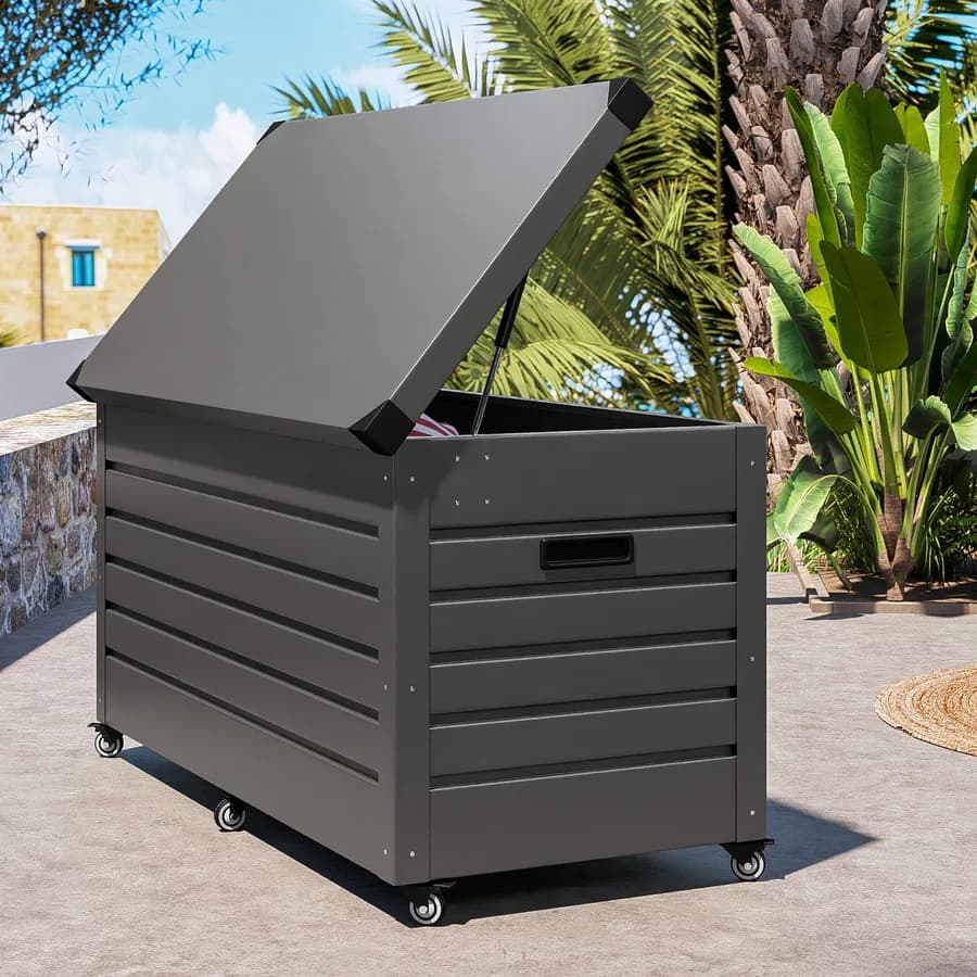 Baule contenitore con ruote 130x61x64h cm in alluminio antracite - Carioca
