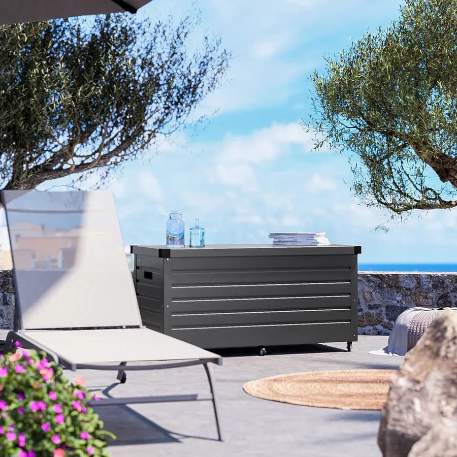Baule contenitore con ruote 130x61x64h cm in alluminio antracite - Carioca