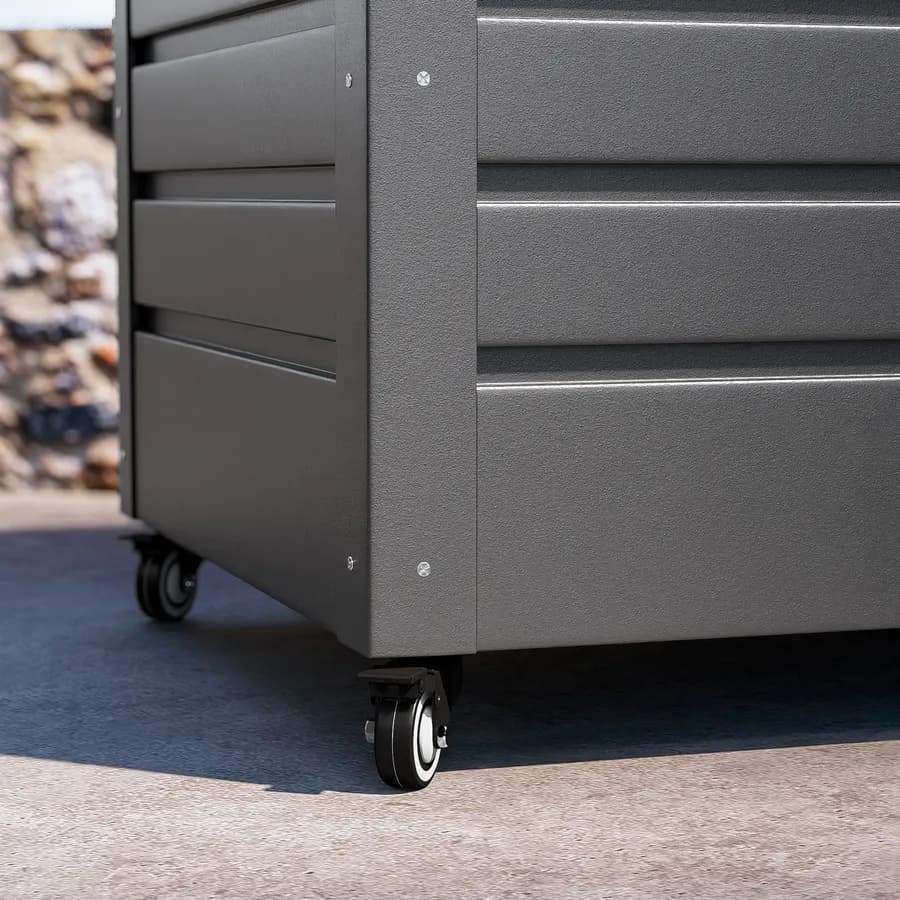 Baule contenitore con ruote 130x61x64h cm in alluminio antracite - Carioca