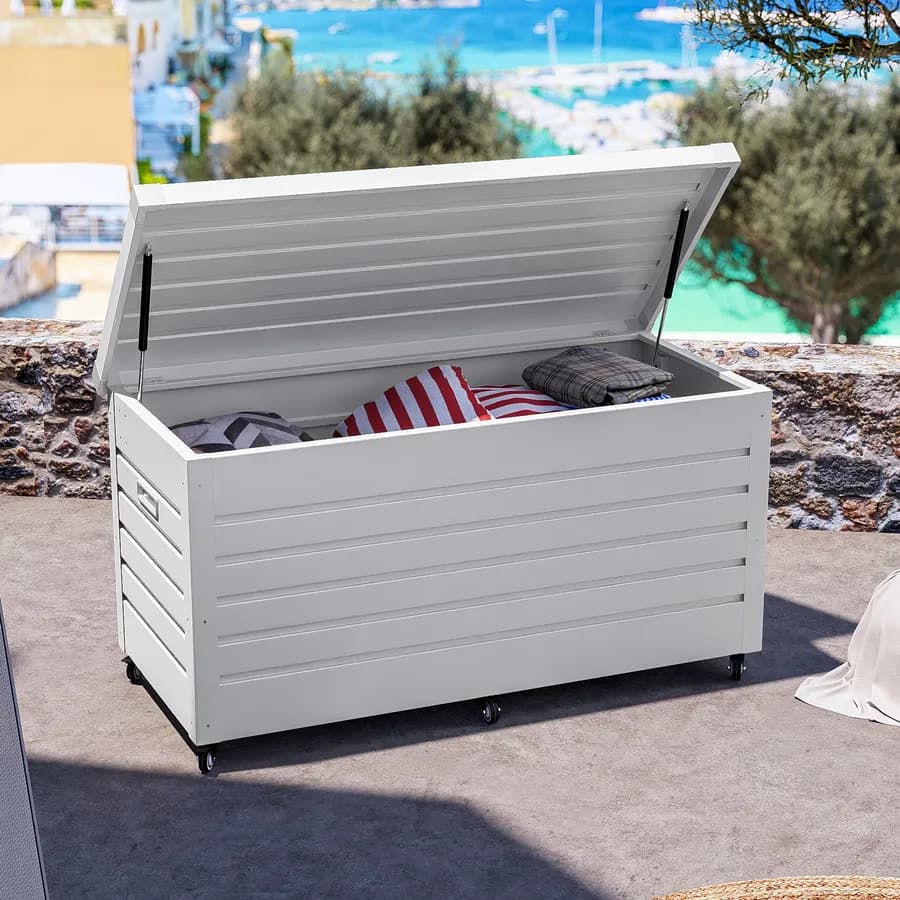 Baule contenitore con ruote 130x61x64h cm in alluminio bianco - Carioca