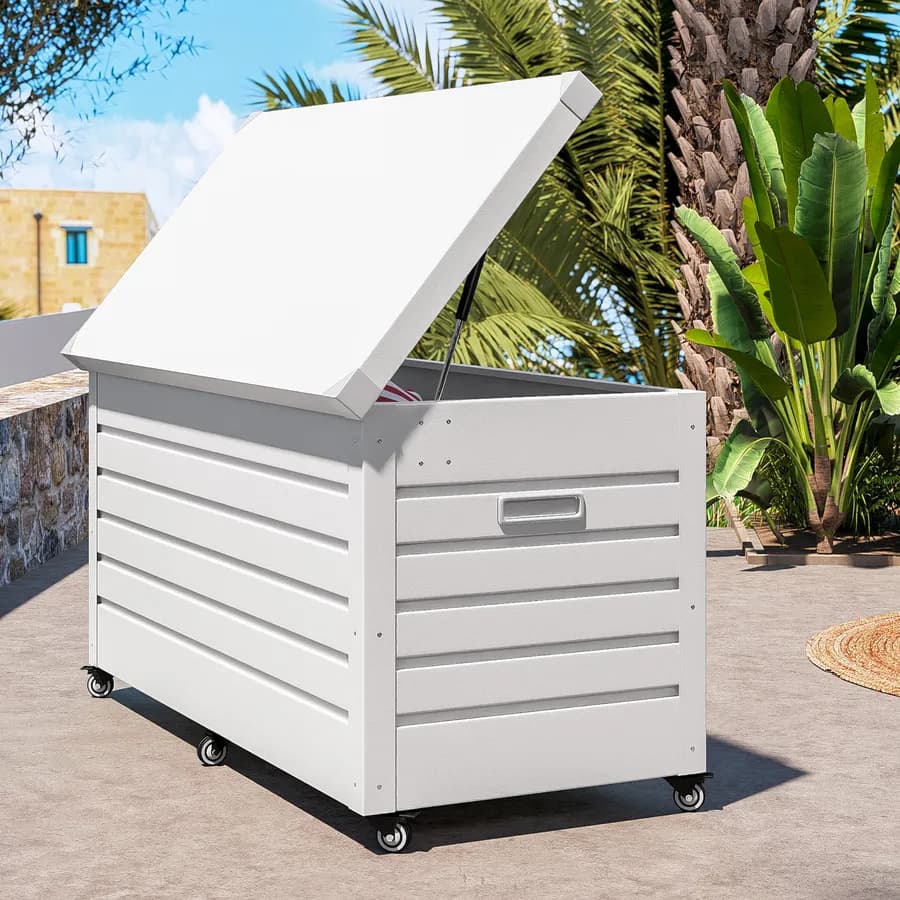Baule contenitore con ruote 130x61x64h cm in alluminio bianco - Carioca