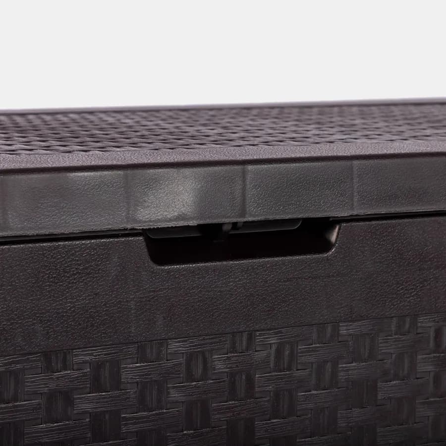Baule contenitore con ruote 116x45x57 h cm in resina effetto rattan marrone