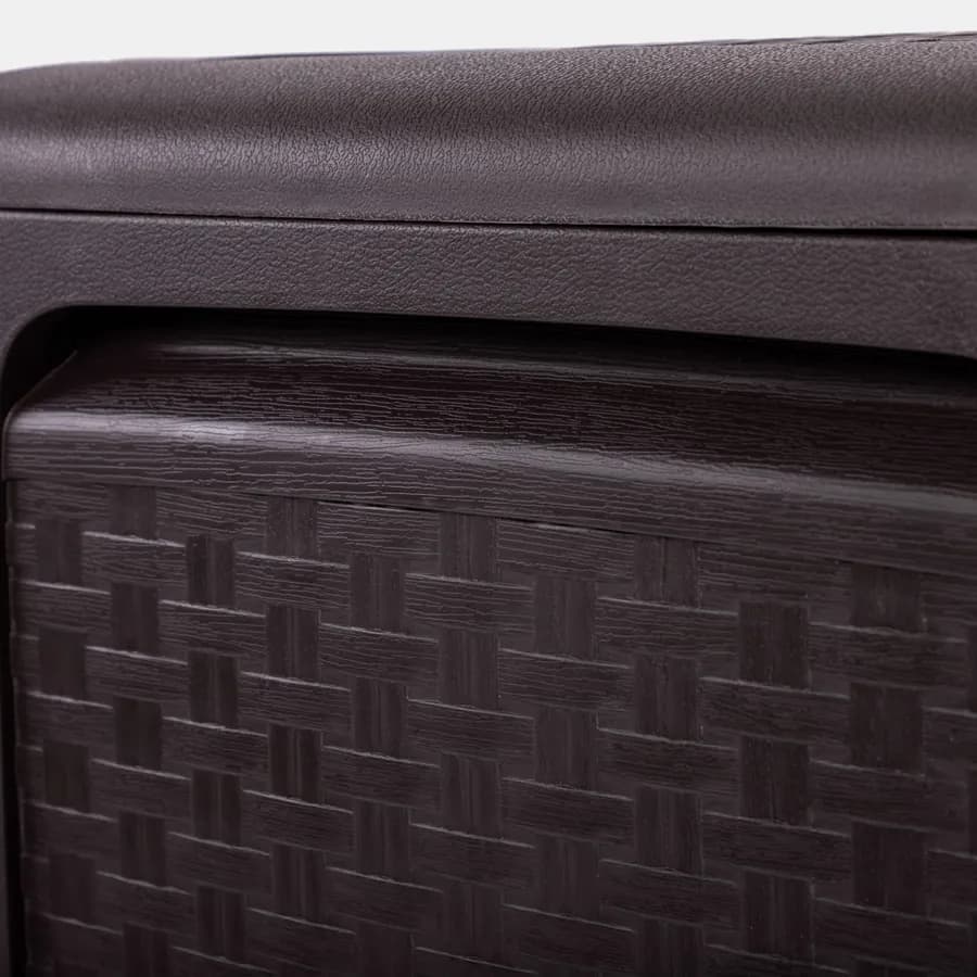 Baule contenitore con ruote 116x45x57 h cm in resina effetto rattan marrone