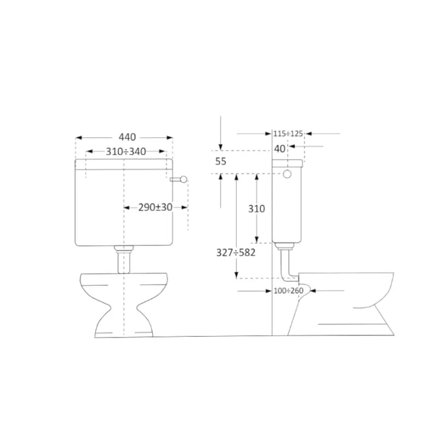 Cassetta WC con pulsante start/stop - Pratika