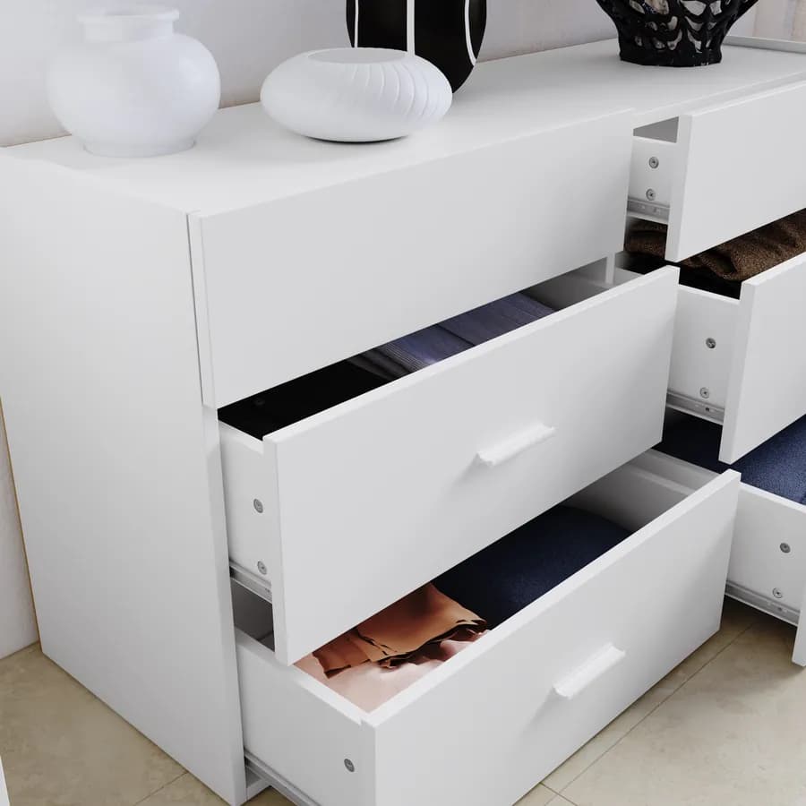 Cassettiera 120x62h cm con 6 cassetti bianco - Axel