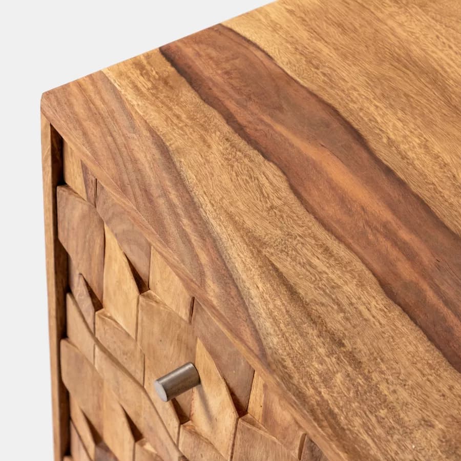 Cassettiera 88x77h cm in legno con 3 cassetti - Freia Sheesham