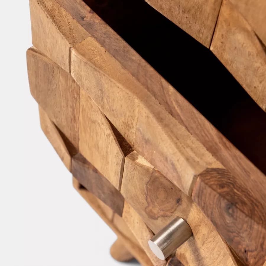 Cassettiera 88x77h cm in legno con 3 cassetti - Freia Sheesham