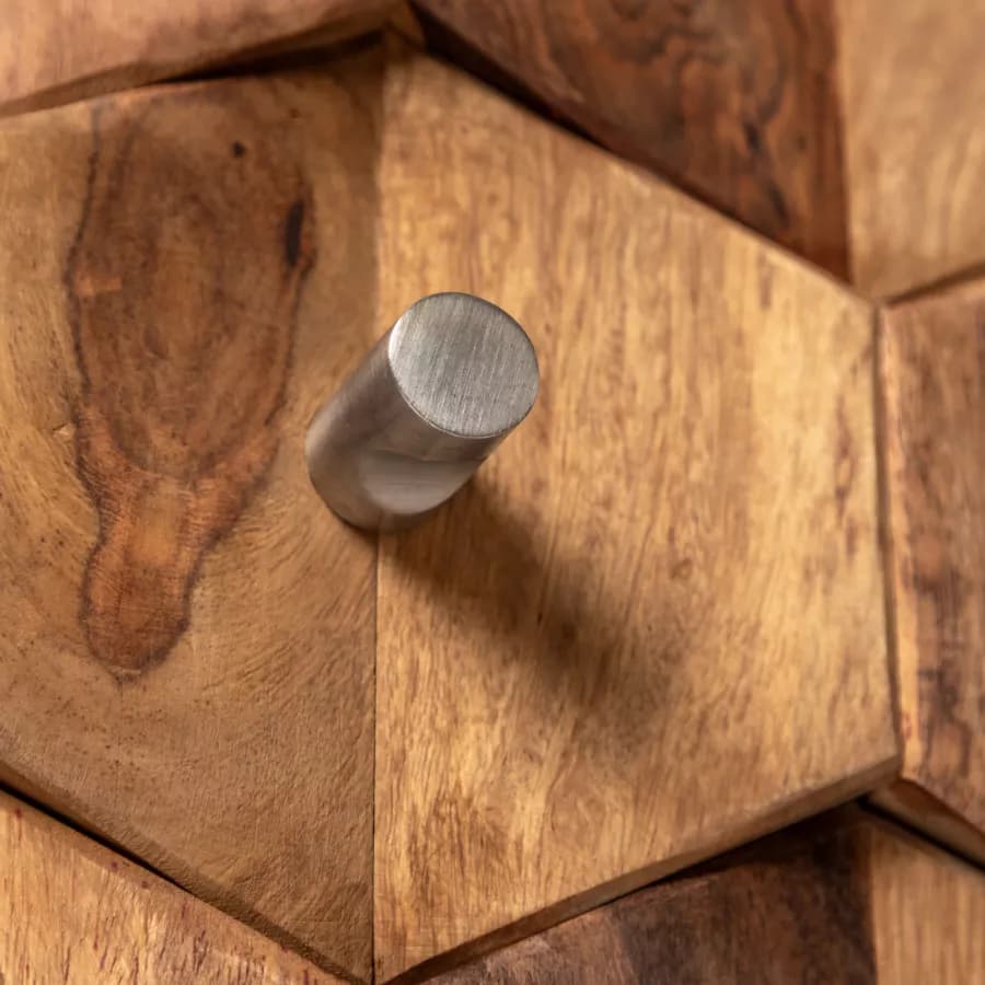 Cassettiera 88x77h cm in legno con 3 cassetti - Freia Sheesham